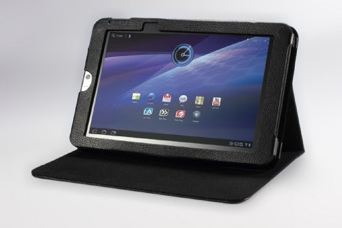 Moko(TM) Leather Folio Cover Case with Multi-Angle Stand for Toshiba Thrive 10.1-inch Android Tablet (BLACK)