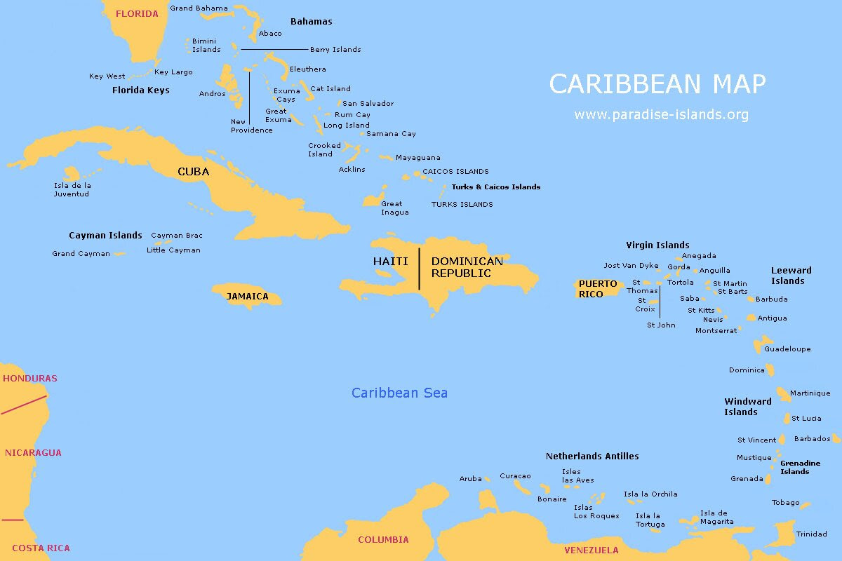 Map Of The West Indies Islands