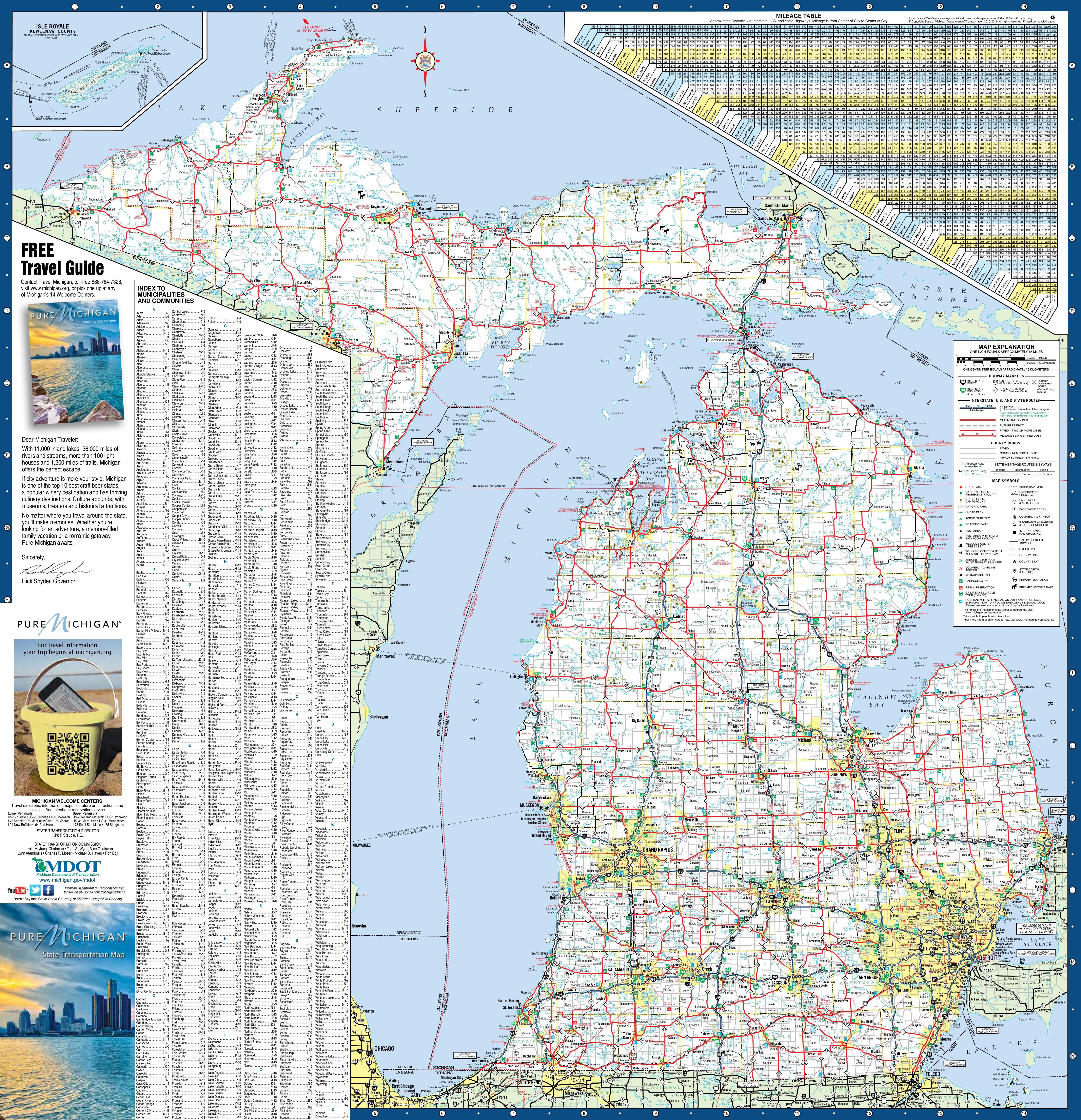 Michigan Map Of Cities Large detailed map of Michigan with cities and towns
