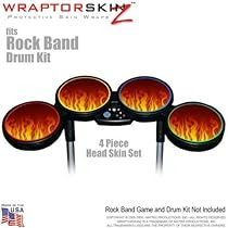 Fire on Black Skin by WraptorSkinz fits Rock Band Drum Set for Nintendo Wii, XBOX 360, PS2 & PS3 (DRUMS NOT INCLUDED)