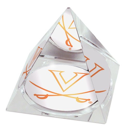 NCAA University of Virginia Cavaliers Logo Crystal Pyramid Paperweight