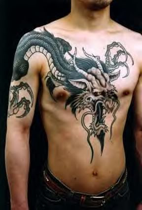 Home > tattoos > Chest dragon tattoo