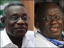 Election candidates John Atta Mills (left) and Nana Akufo-Addo (composite image)  