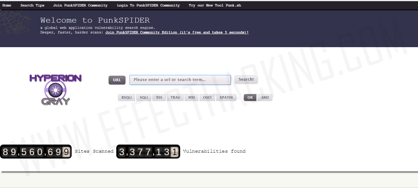 PunkSPIDER.org snapshot