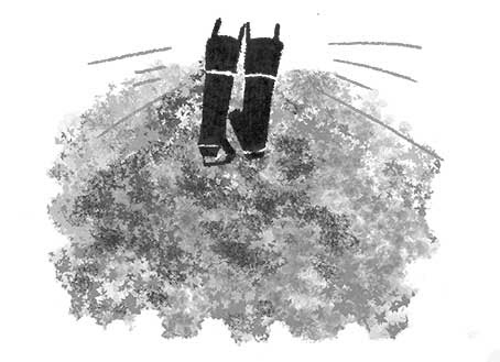 オリジナルイラスト 落ち葉と公園3 モノクロイラスト 風景イラスト 景色イラスト 公園イラスト 本山浩子のイラストファイル News