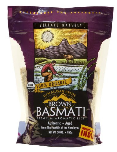 Village Harvest Organic Brown Indian Basmati Rice, 30-Ounce Bags (Pack of 6)