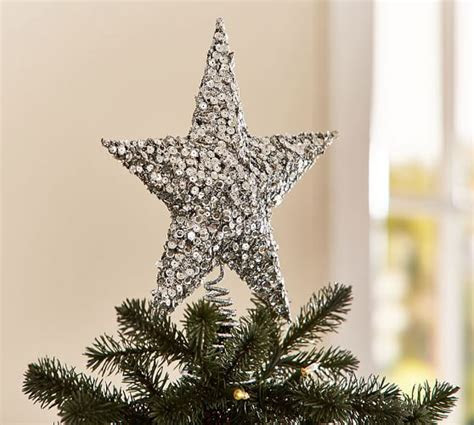 sequined star tree topper pottery barn