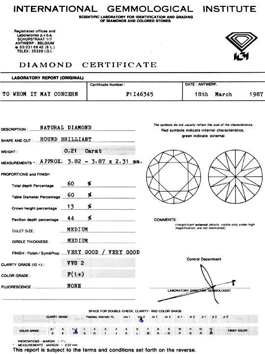 Gutachten 1, Zertifikat Laborbericht Expertise, gemmological report