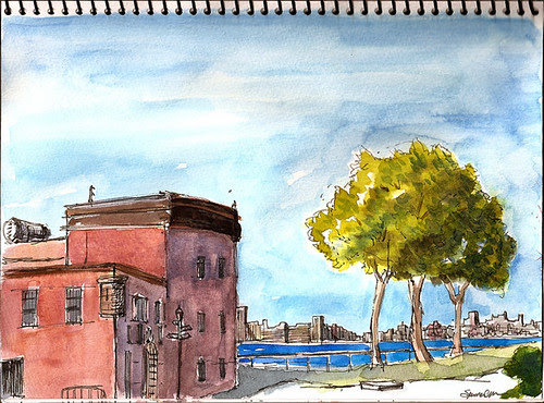 Sketchcrawl 24: View of Manhattan from Governors Island