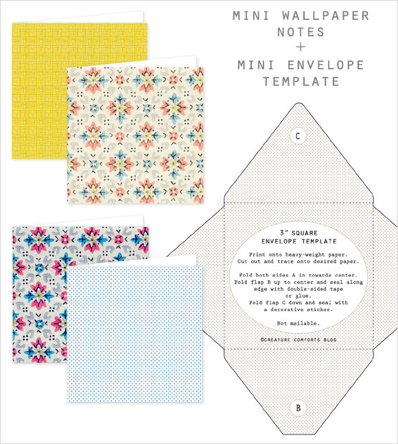free printable mini wallpaper notes envelope template