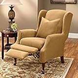 Stretch Pique Wing Recliner Cover - TAUPE - Improvements