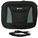 Toshiba Satellite L555-10M Laptop Case - Carry Handle & Adjustable Shoulder Strap - Black/Gray - Adjustable & Removable Interior Dividers