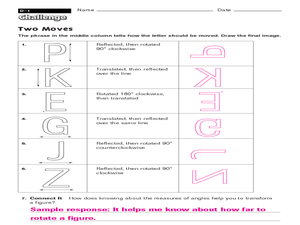 Reflection, Translation, Rotation Worksheet for 5th - 6th ...