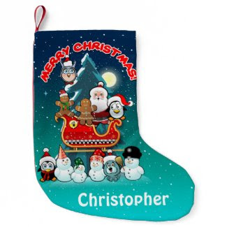 Santa's Holiday Party By The Christmas Tree Small Christmas Stocking