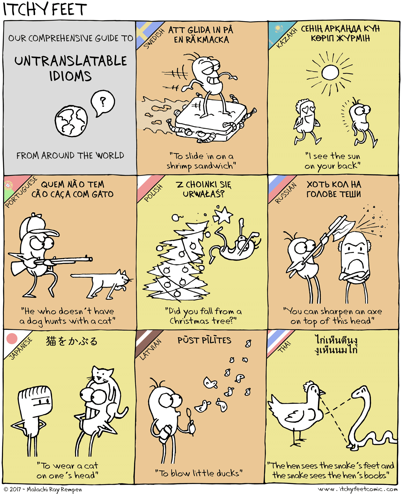 Untranslateable Idioms from Around the World - Swedish Kazakh Portuguese Polish Russian Japanese Latvian Thai figures of speech