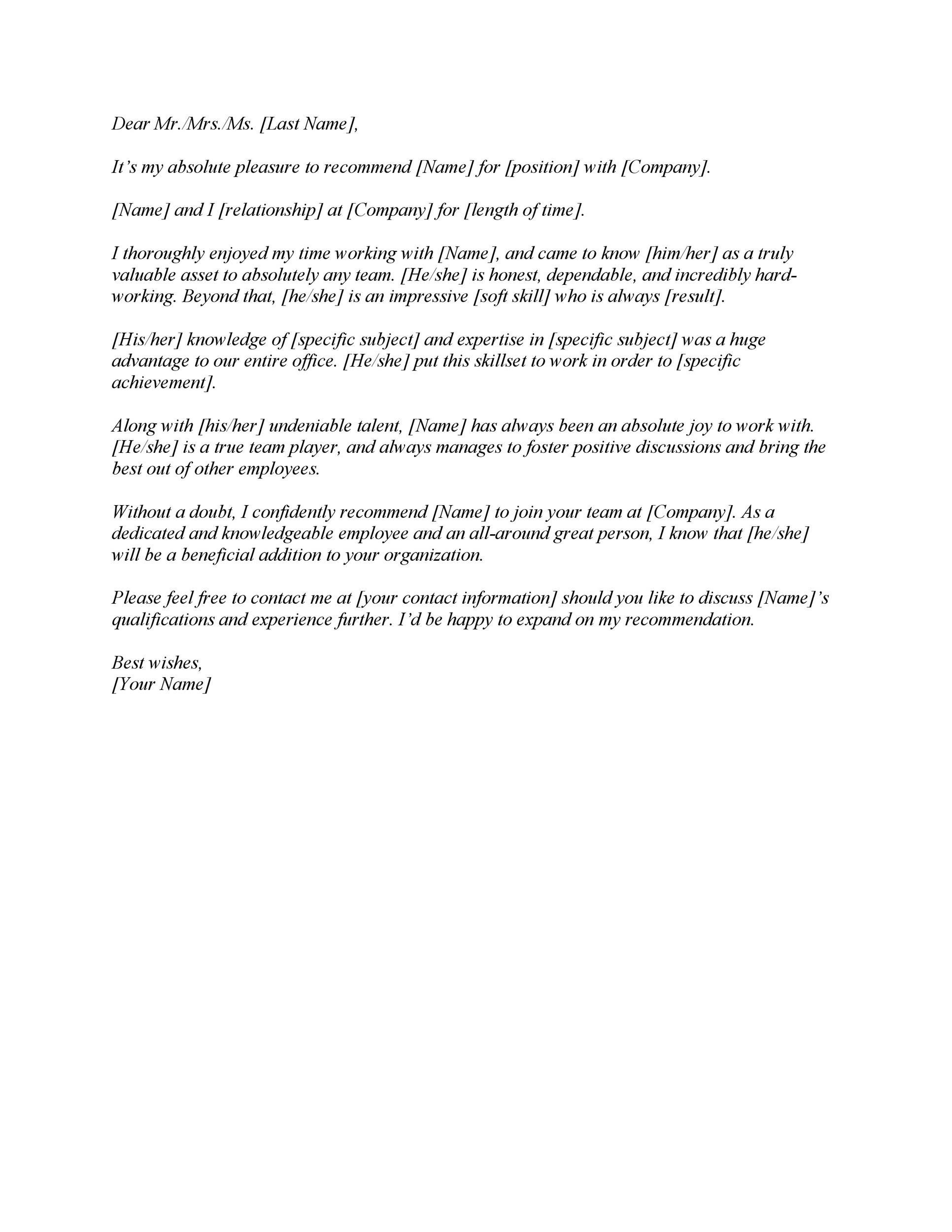 43 FREE Letter of Recommendation Templates & Samples