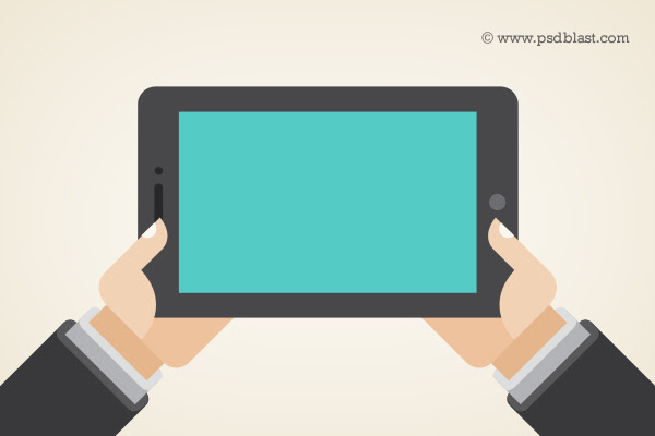 Download Vector Shape Hand Holding a Touchpad PC Tablet (PSD ...