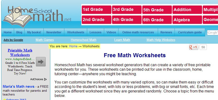 Homeschool Math Worksheets | Best Kids Websites