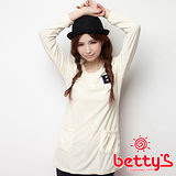 betty’s福袋　優質穿搭-亨利領B字繡皇冠T-Shirt(優米白)