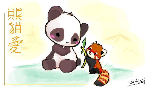 Cute Panda And Red Panda Drawing Clip Art Library
