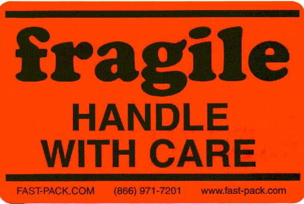 *500 2x3" Fragile Handle with Care Labels 