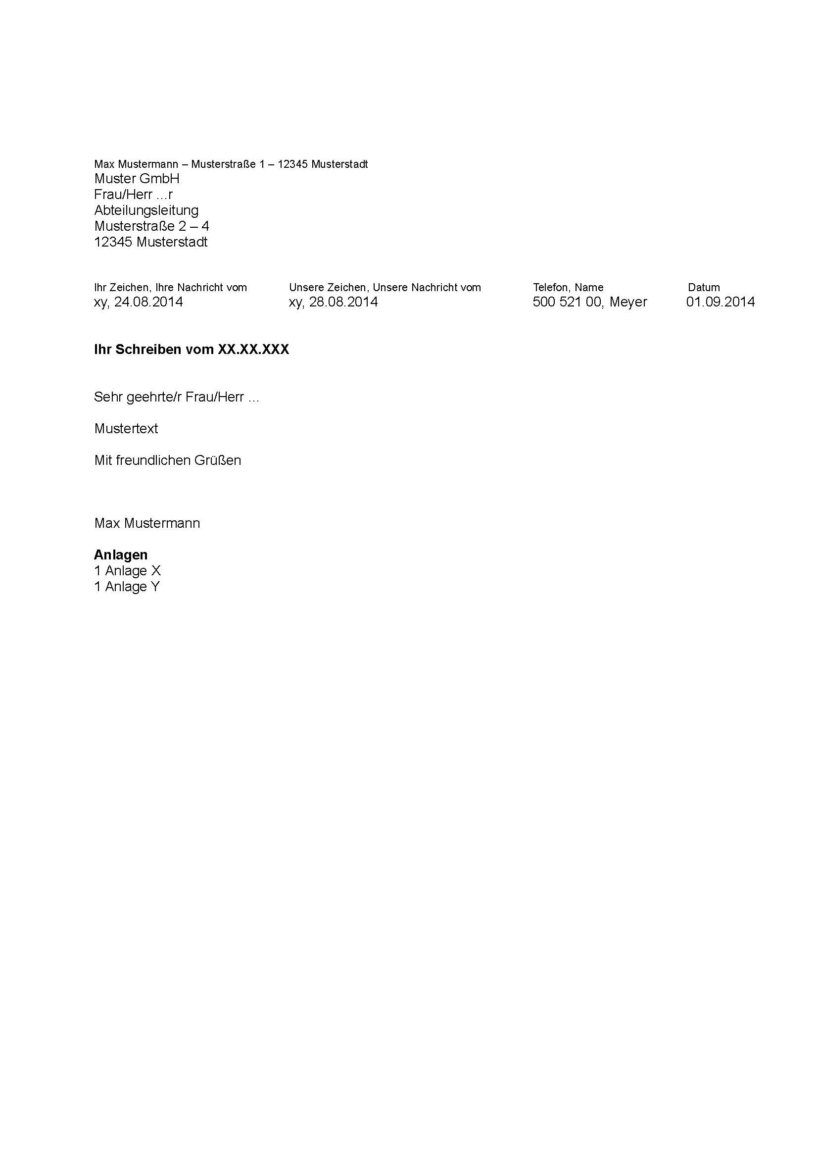 Din 5008 Musterbrief Vorlage Pdf Word Download