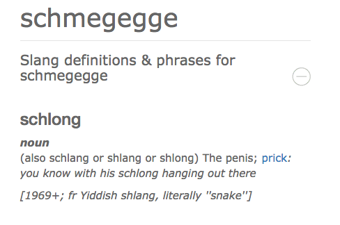 schmegegge definition | Tacky Harper's Cryptic Clues
