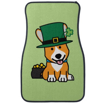 St. Patrick's Day Corgi Leprechaun Dog Puppy Doggy Car Mat