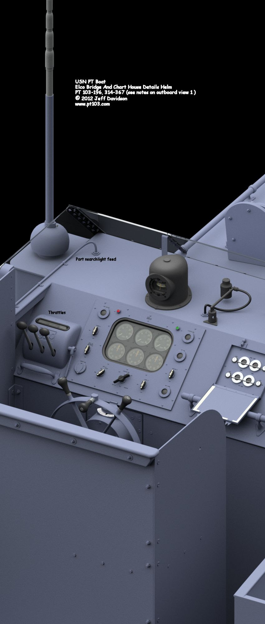 Elco 80 Foot PT Boat 103 Class Bridge And Chart House 