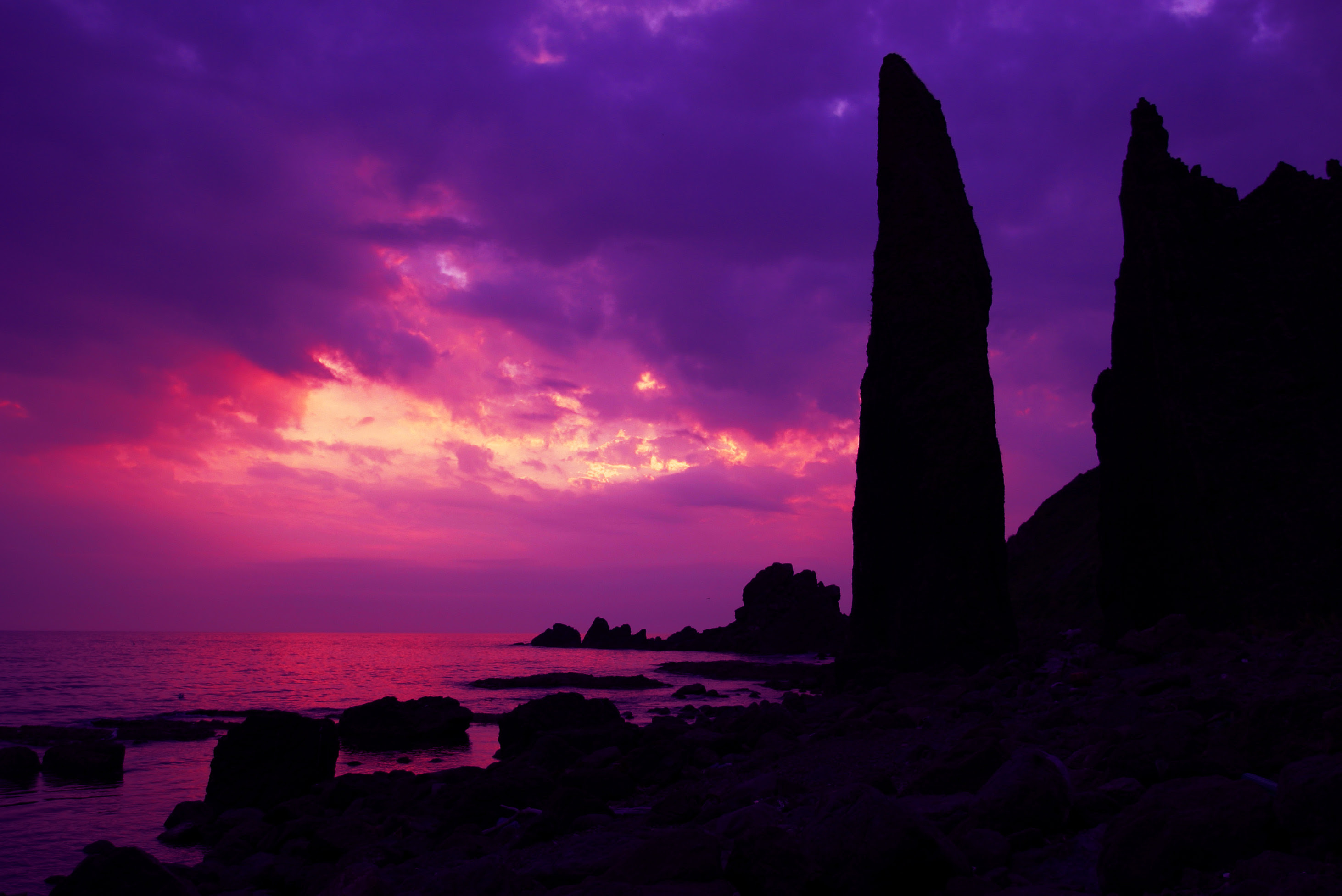ゆんフリー写真素材集 No 1384 夕焼け雲のパステル 日本 礼文島