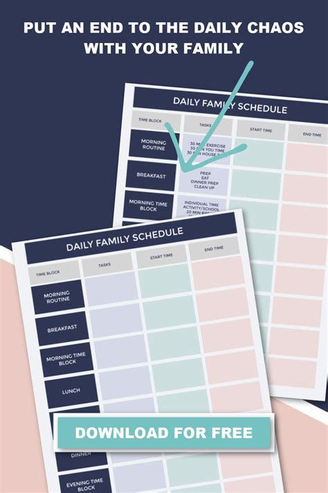 Some on an organized one and others on a chaotic. a simple daily family schedule free printable template in 2020 family