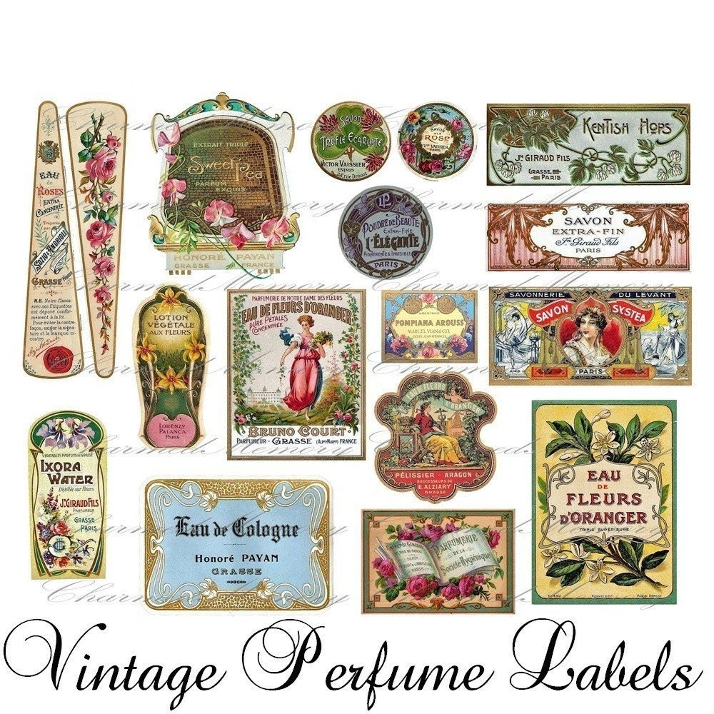 labels perfume bottle vintage and get Buy Vintage 3 Sheet(4) Collage Perfume  sheets  French Label