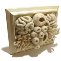 Framed Crochet Wool Coral Reef Fiber Art by AddSomeStitches - Gorgeous textile art! Great texture - underwater fantasy...