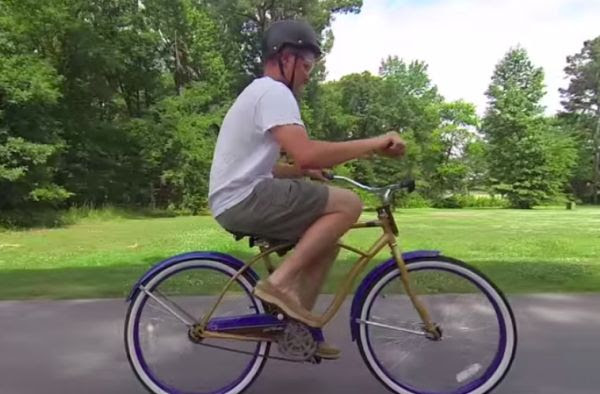 Destin riding a bike