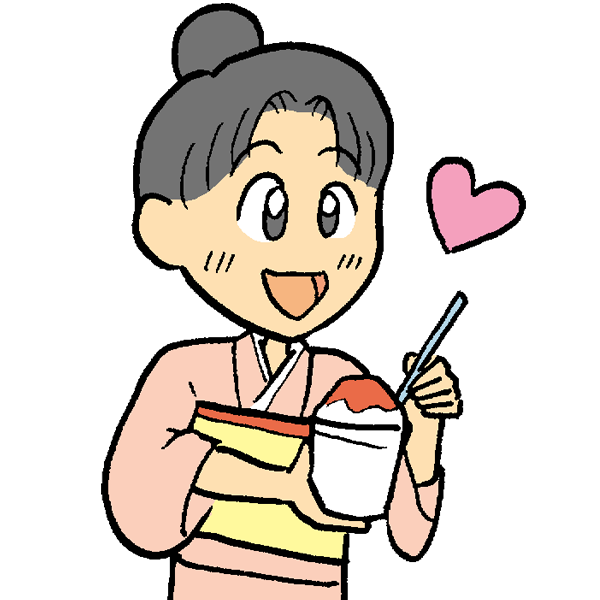 かき氷を食べている女の子のイラスト かわいいフリー素材が無料のイラストレイン