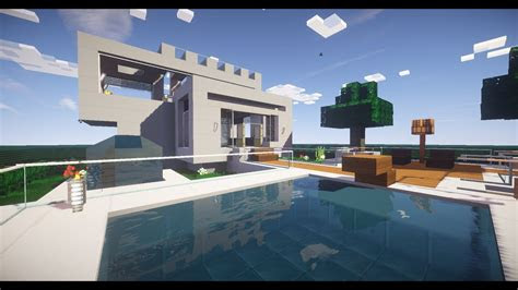 minecraft modernes haus mit pool selbst gebaut