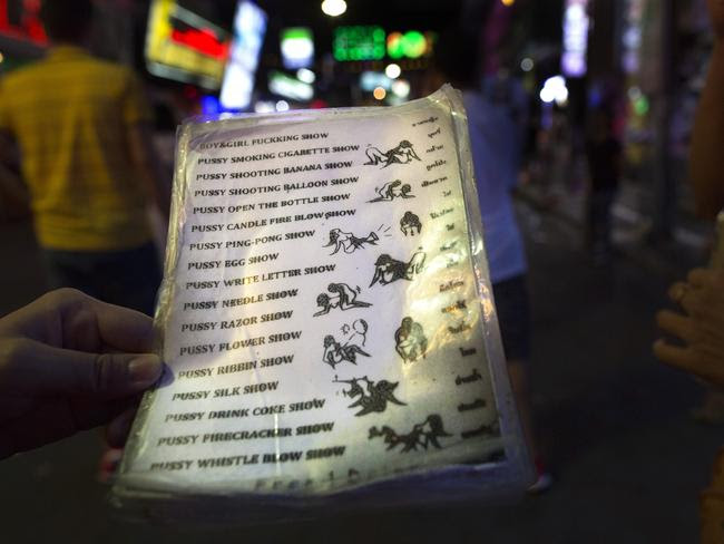 A menu for sex tourists on display. Picture: Paula Bronstein/Getty Images