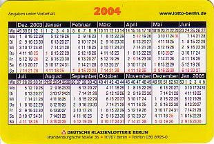 Lotto Kalender 2004 Lotto Kalender 2004