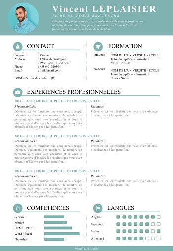 exemple de cv word sans photo