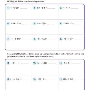 Rational Number Operations Practice | Education.com