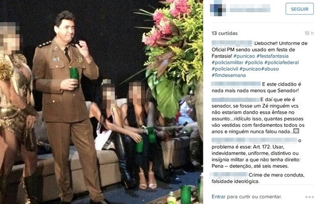 Foto do senador Wilder Morais (PP) fantasiado como PM repercutiu em redes sociais, Goiás (Foto: Reprodução/Instagram)