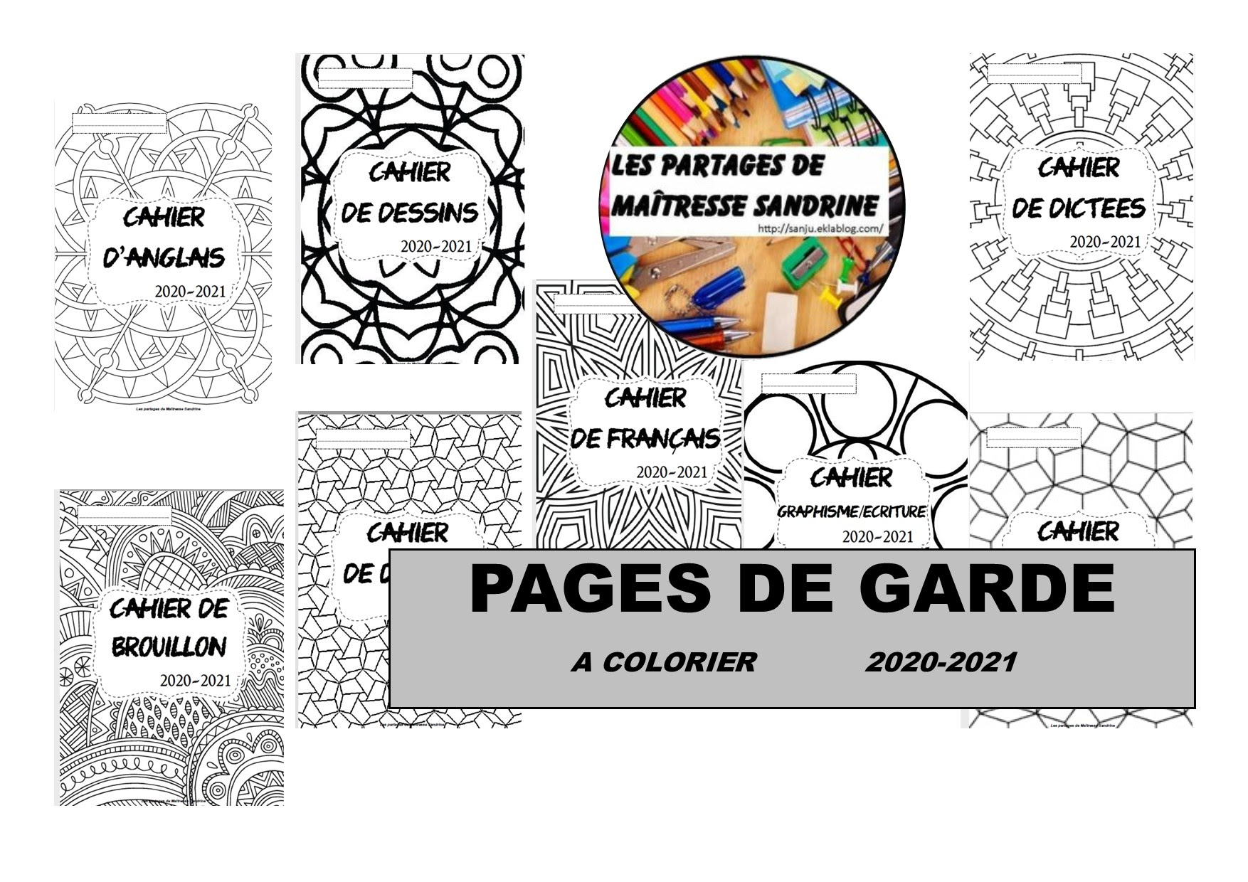 Pages De Garde A Colorier 21 Les Partages De Maitresse Sandrine