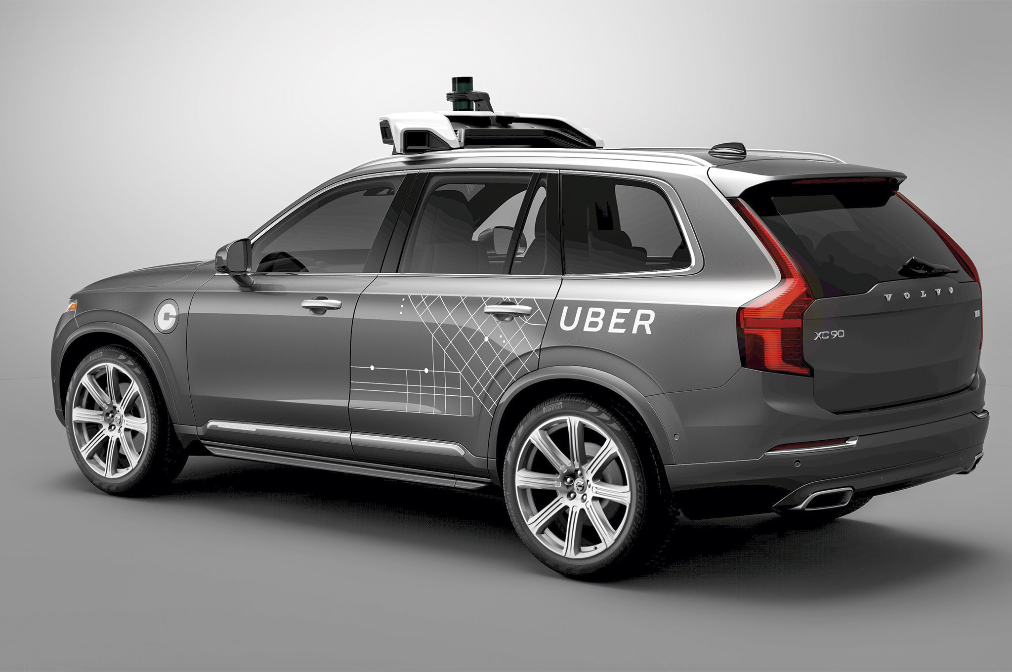 Volvo XC90 Uber Autonomous Vehicle rear three quarter