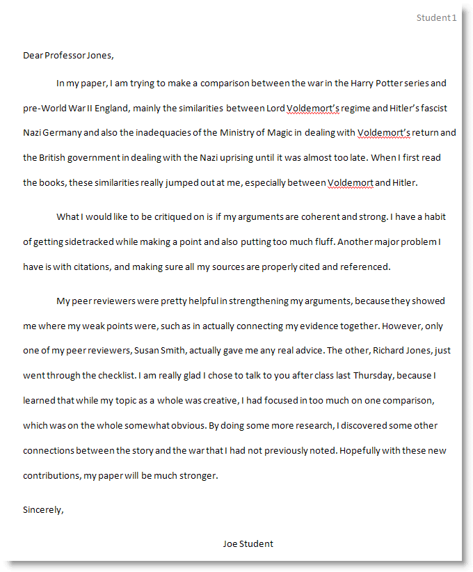 a formal letter example. Here is an example cover
