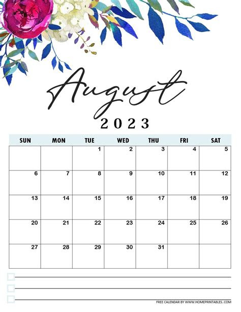  best free printable calendar 2023 in beautiful florals