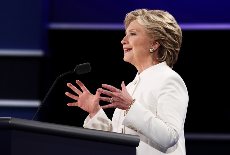 LAS VEGAS, NV - OCTOBER 19:  Democratic presidential nominee former Secretary of State Hillary Clinton speaks during the third U.S. presidential debate at the Thomas & Mack Center on October 19, 2016 in Las Vegas, Nevada. Tonight is the final debate ahead of Election Day on November 8.  (Photo by Win McNamee/Getty Images)