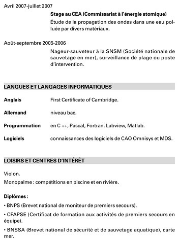 Exemple de cv 1ere annee