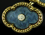 Whiteside & Blank blue guilloche enamel and diamond cufflinks. (J9227)