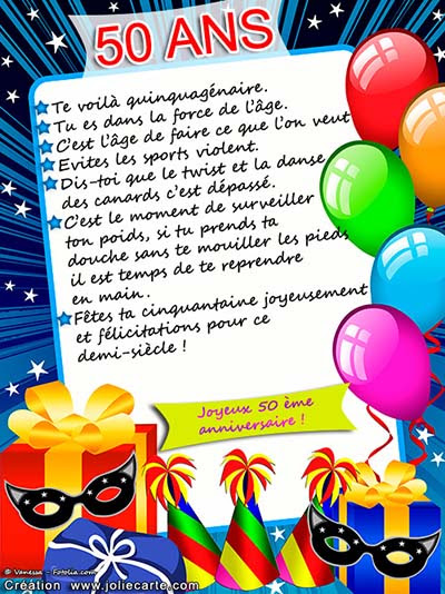 Cartes Anniversaire 50 Ans Humour