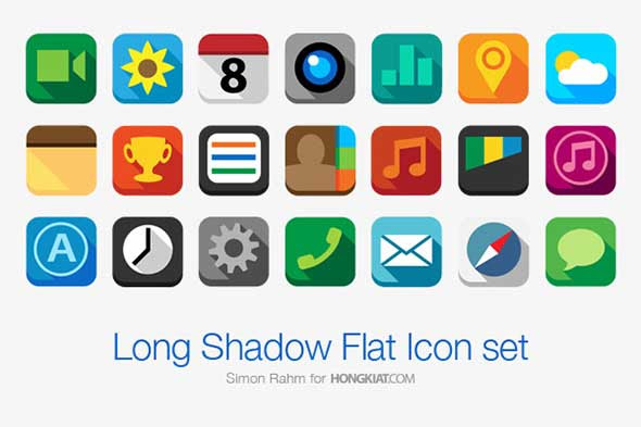 12-Long-Shadow-Flat-Icon-Set